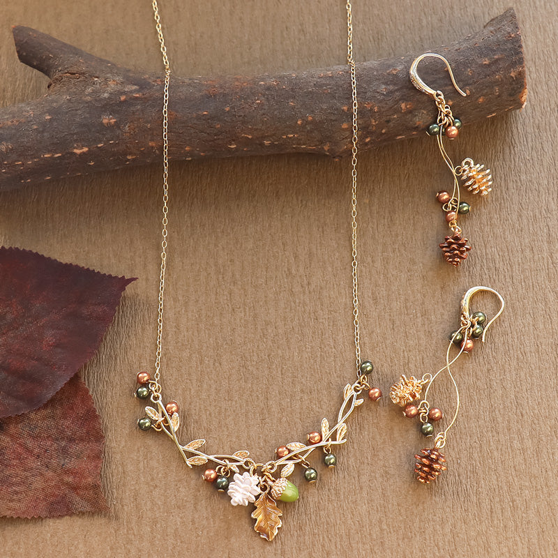 レシピNo.KR1248 秋チャームの松ぼっくり&木の実アクセサリー2種 – 貴