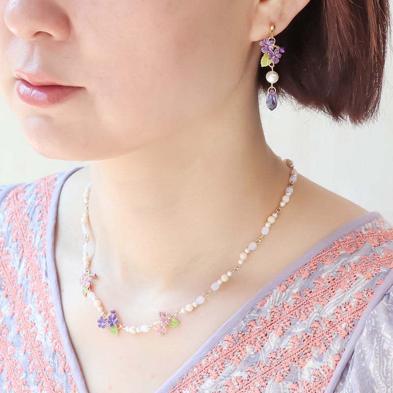 レシピNo.KR1163 チャームすみれのブレス＆ピアス – 貴和製作所