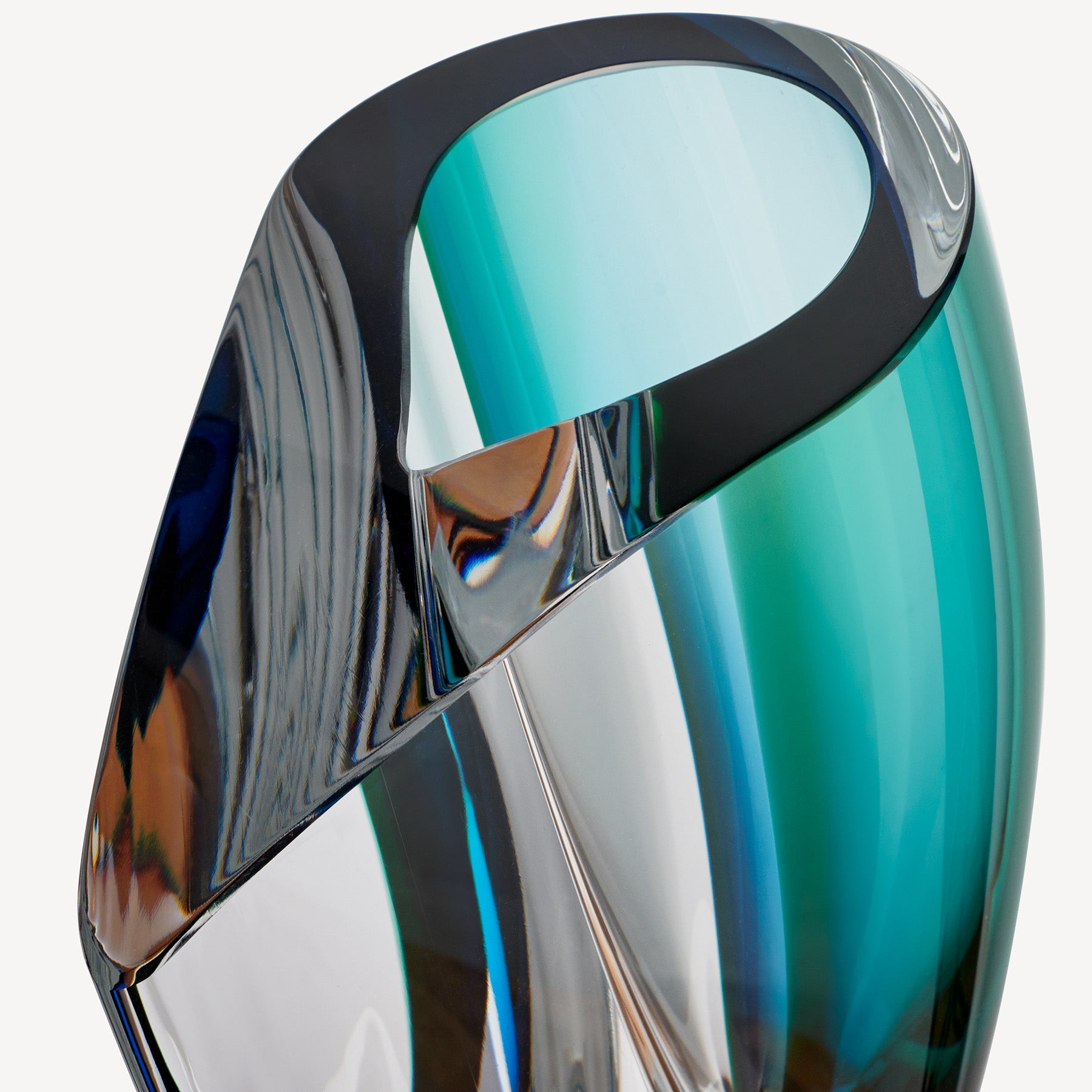 Kosta Boda Mirage Vase Blue/Green Crystal Glass Large Art Decor