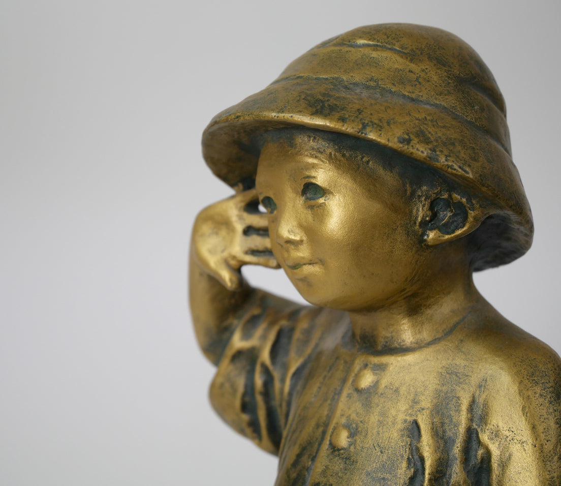 北村西望「天真爛漫『将軍の孫』」ブロンズ作品・北村治禧識箱 絵画