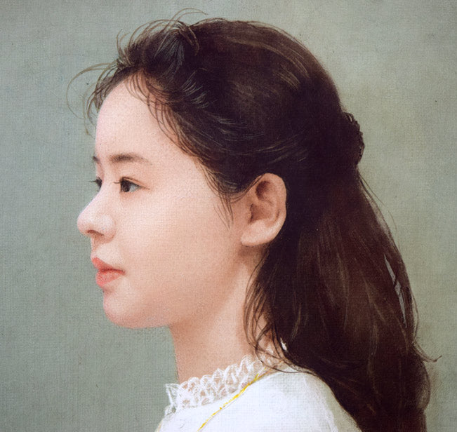 藤井勉「想う頃」油絵・F5号 絵画買取・販売の小竹美術