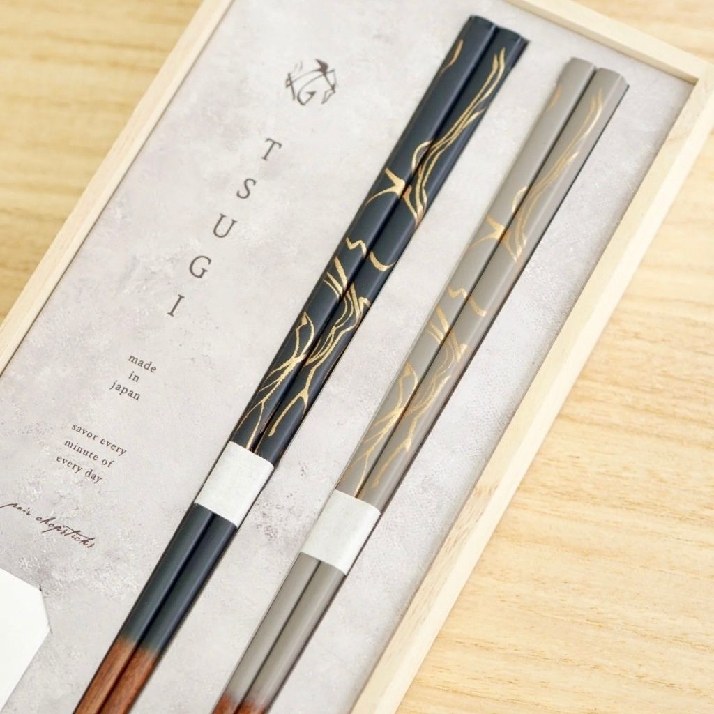 若狭 食洗対応箸 TSUGI 夫婦箸 (NV/GY) – 漆器 高翆