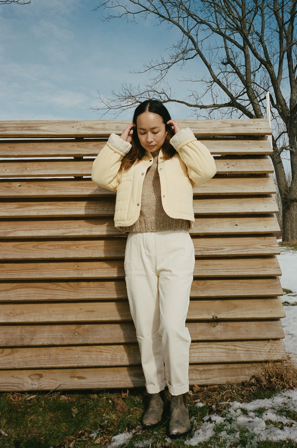 Cropped Quilted Jacket Mellow Yellow - KORDAL STUDIO