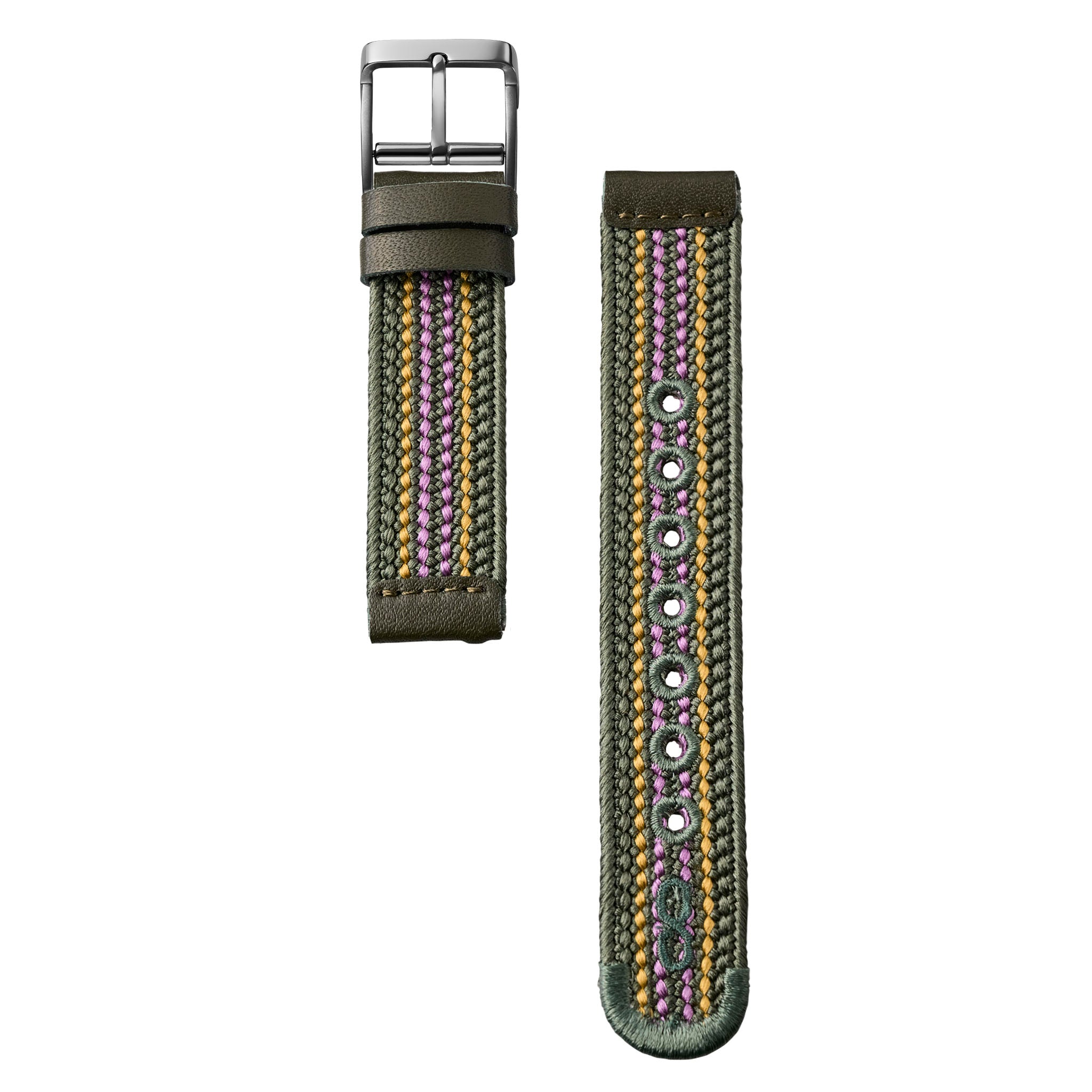 Knot S18-AK-1812 時計ベルト バンド くみひも 18mm グリーン イエロー