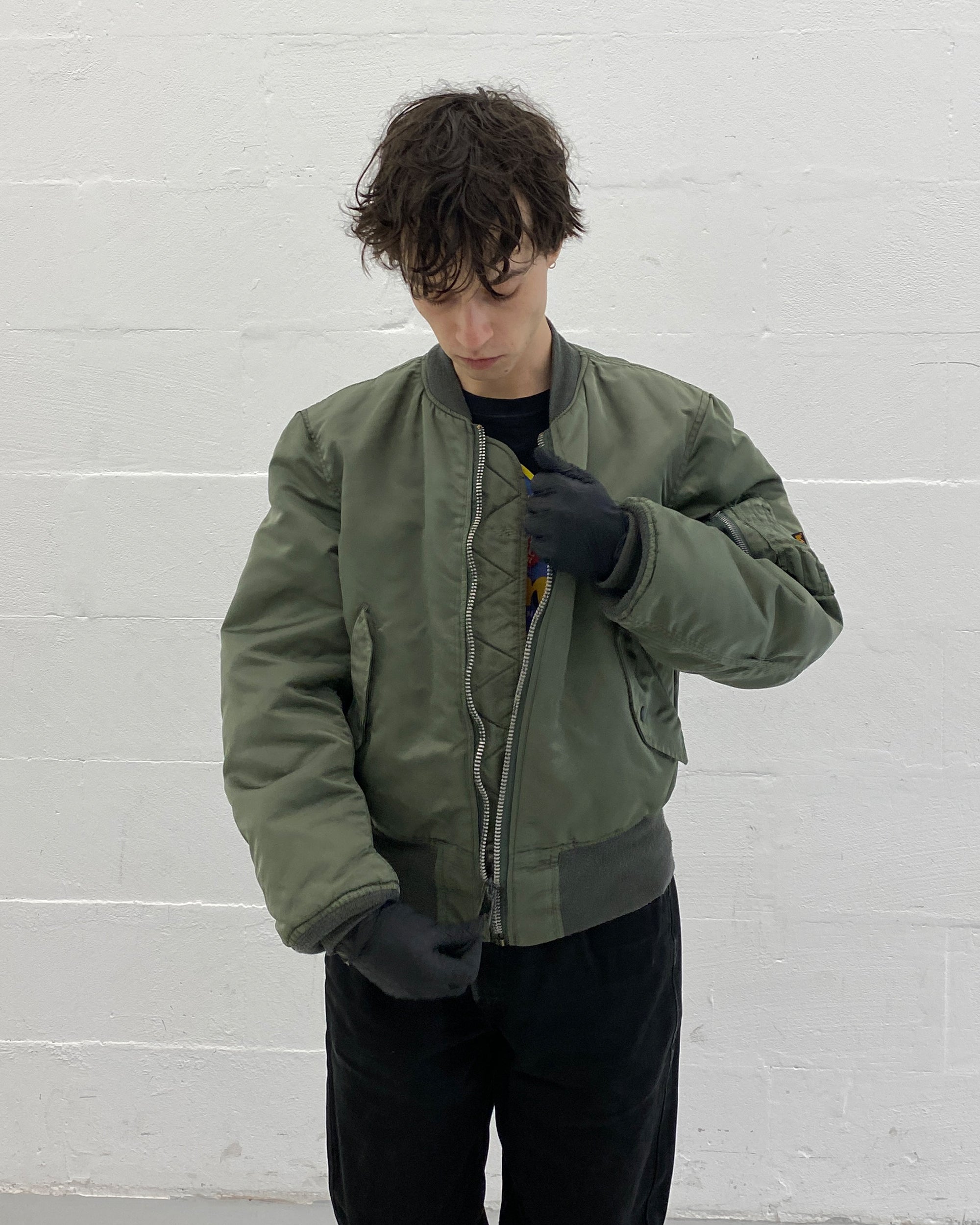 Alpha Industries 1980s Made in USA MA-1 Bomber Jacket Green