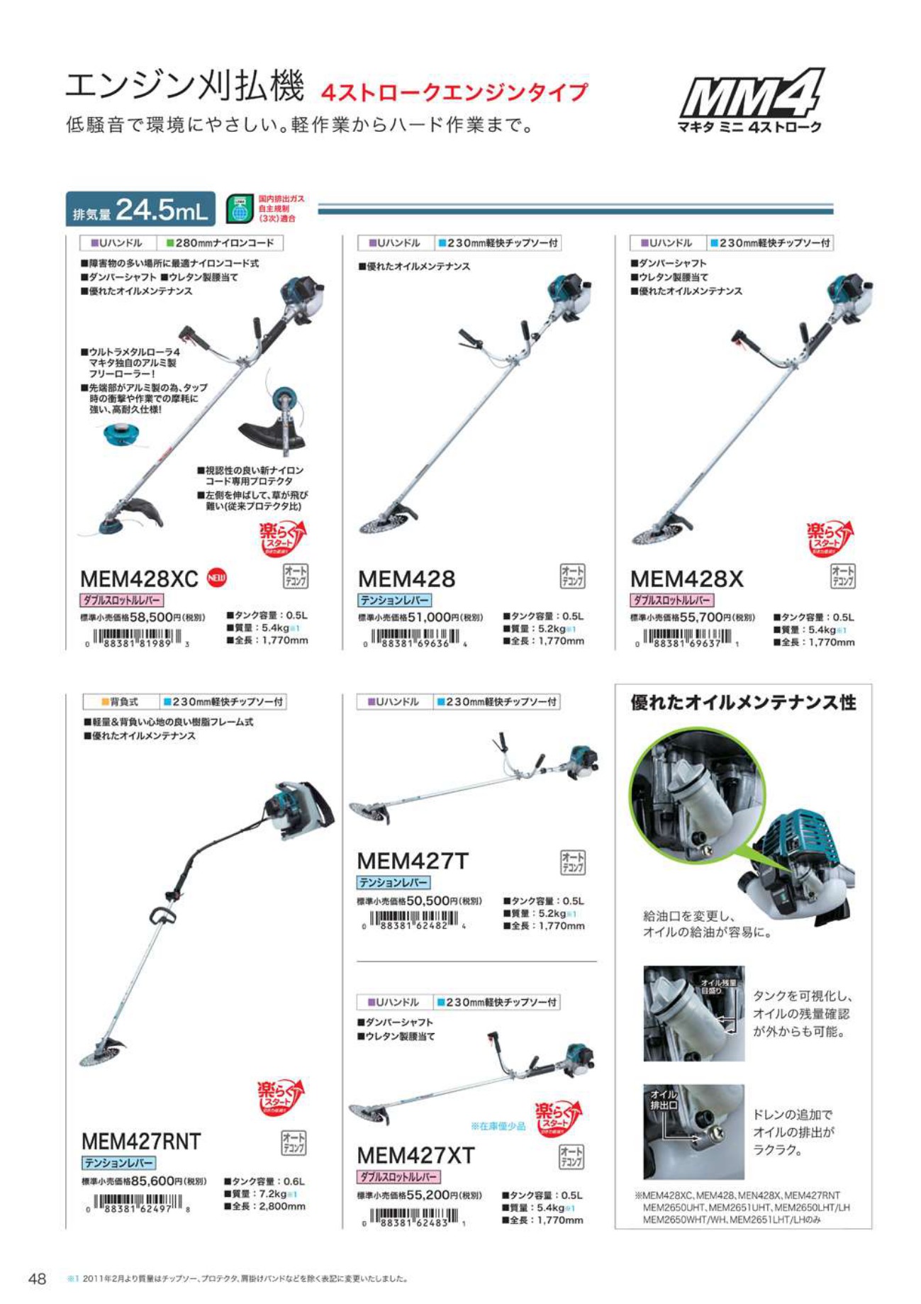 マキタ エンジン刈払機24.5mL MEM428X ダブルスロットルレバー - 工具
