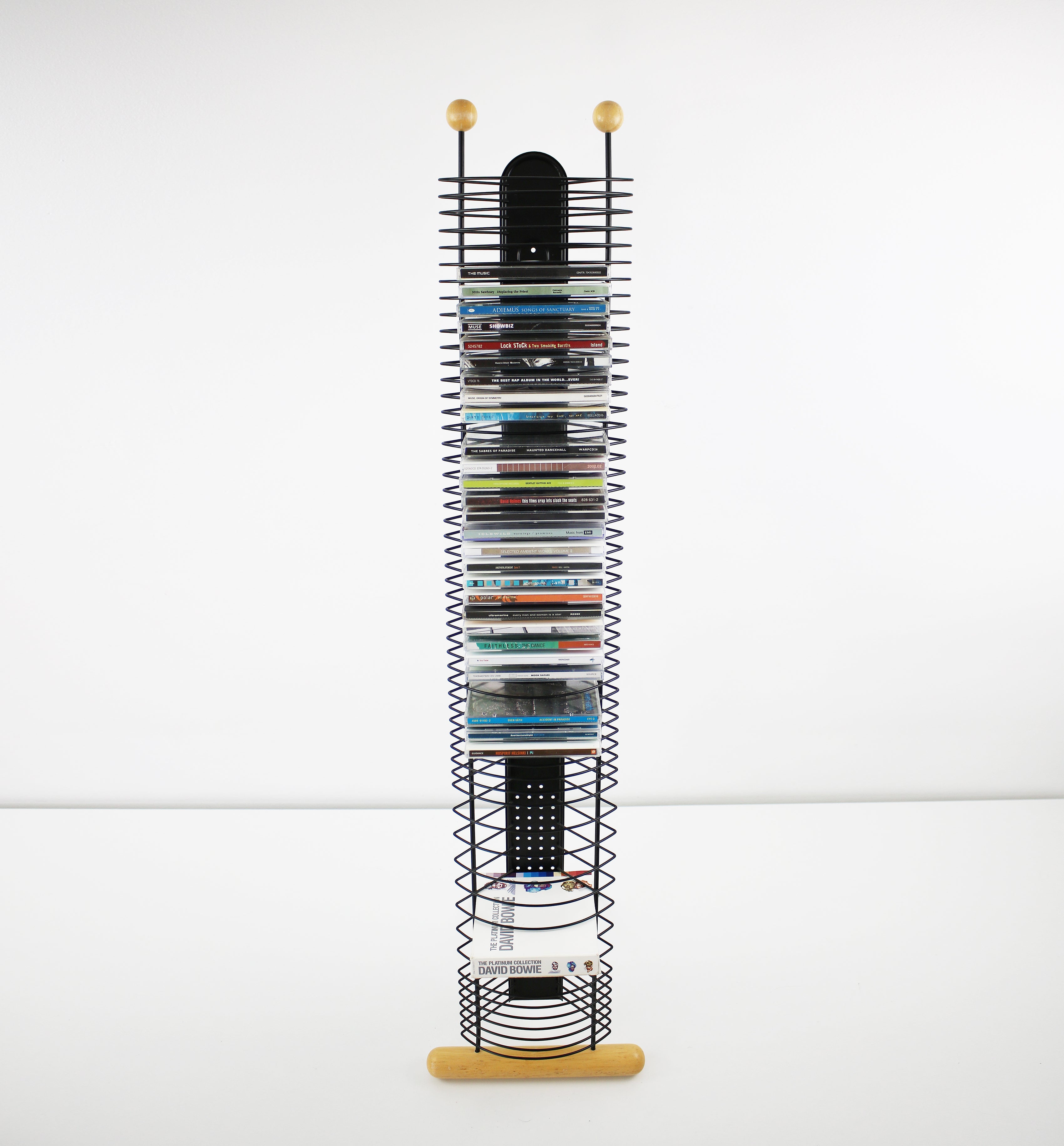 Black metal and beech CD tower - 1990s – Kuladot