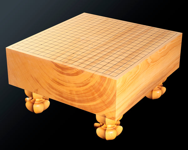 本榧】脚付碁盤 板目 木裏 囲碁 ヘソ有り 19路盤 6寸 本榧】脚付碁盤