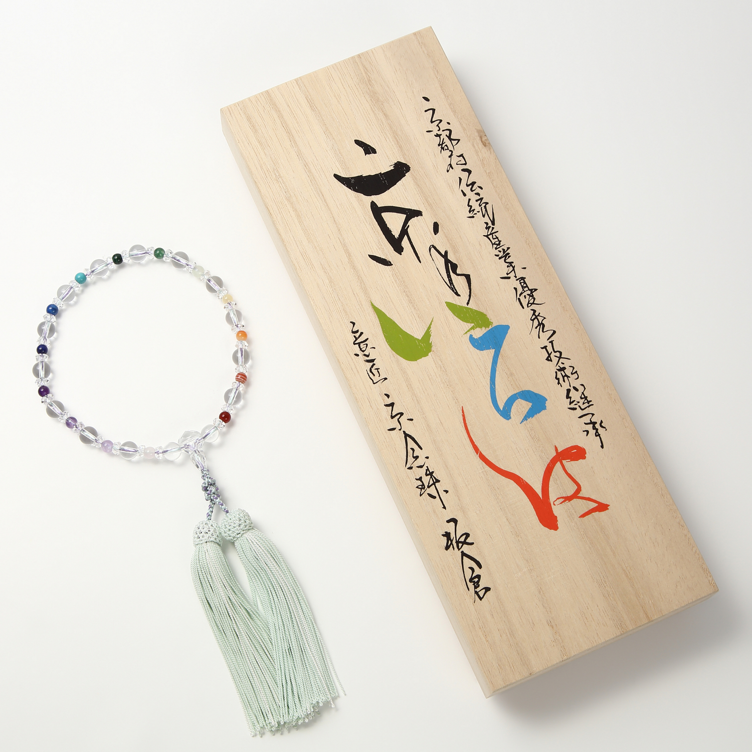 喜芳工房 最高級 念珠 京念珠 数珠 女性用 本水晶 木箱付 ◇ すべての