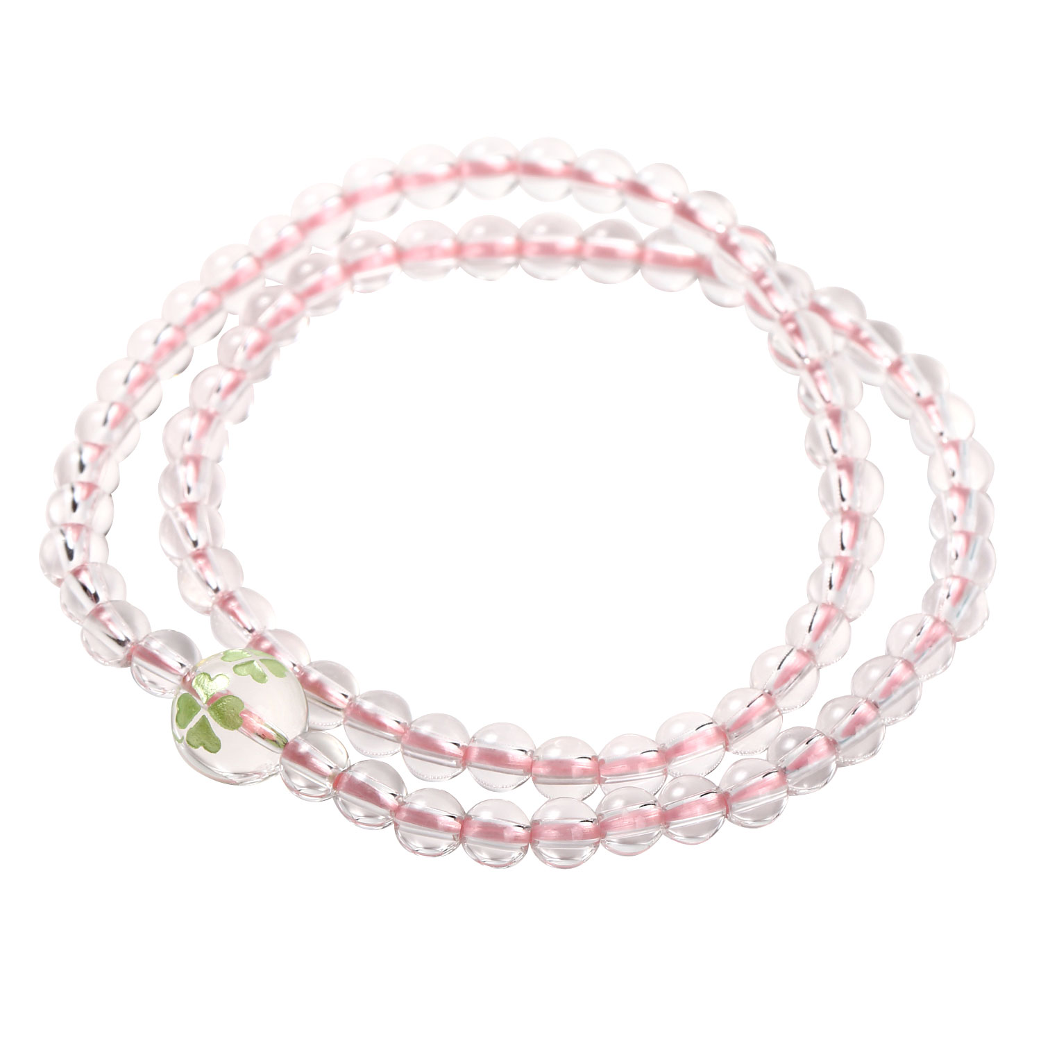 喜芳工房 幸せ の 四つ葉 クローバー 水晶 二重 ブレスレット 天然石