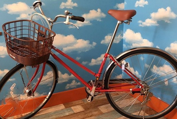 シティサイクル レッド バスケット付き シティサイクル ワインレッド