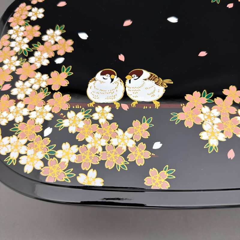 紀州塗 茶櫃 桜と雀｜茶器・煎茶道具｜京なごみオンラインショップ