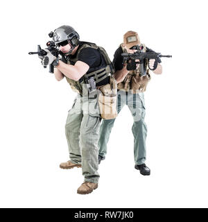 Private military contractors PMC in action on white background