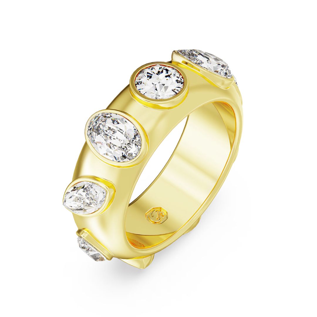 Swarovski Dextera Ring, Yellow Gold-Tone and White Crystals, 5665483