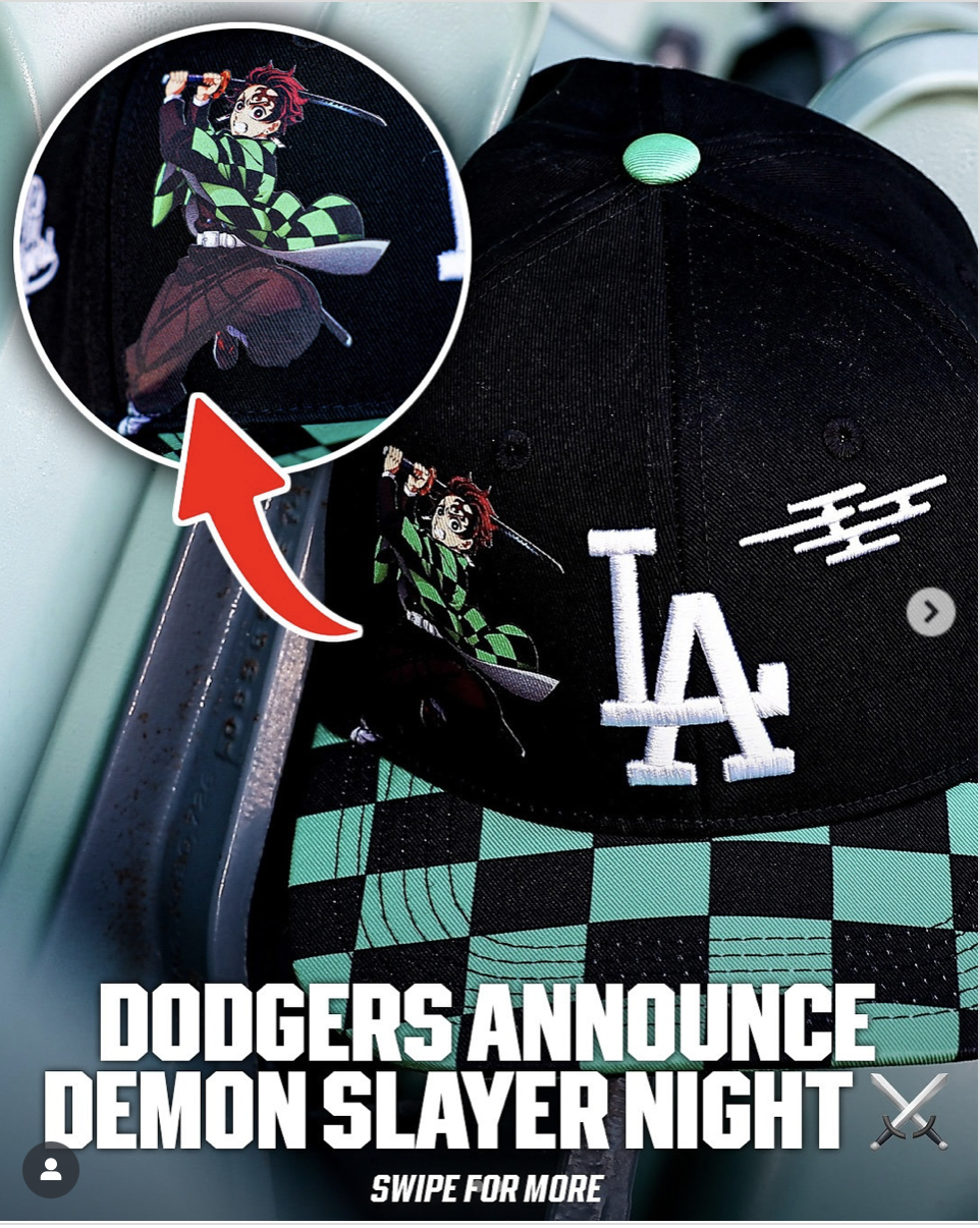 8/15 来場者限定鬼滅の刃 炭治郎×Dodgers ドジャース キャップ 8/15