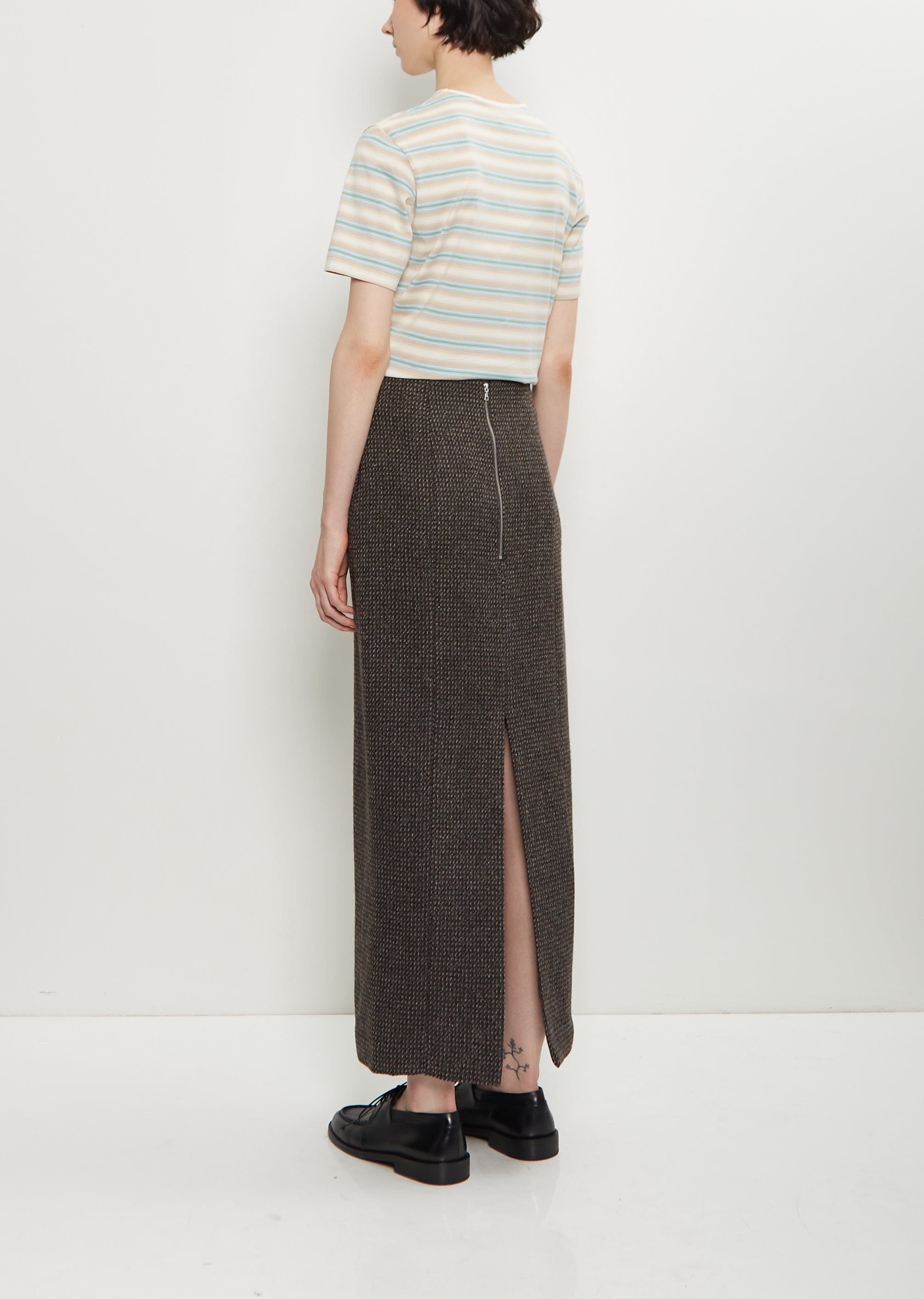 Alpaca Wool Silk Tweed Pencil Skirt – La Garçonne