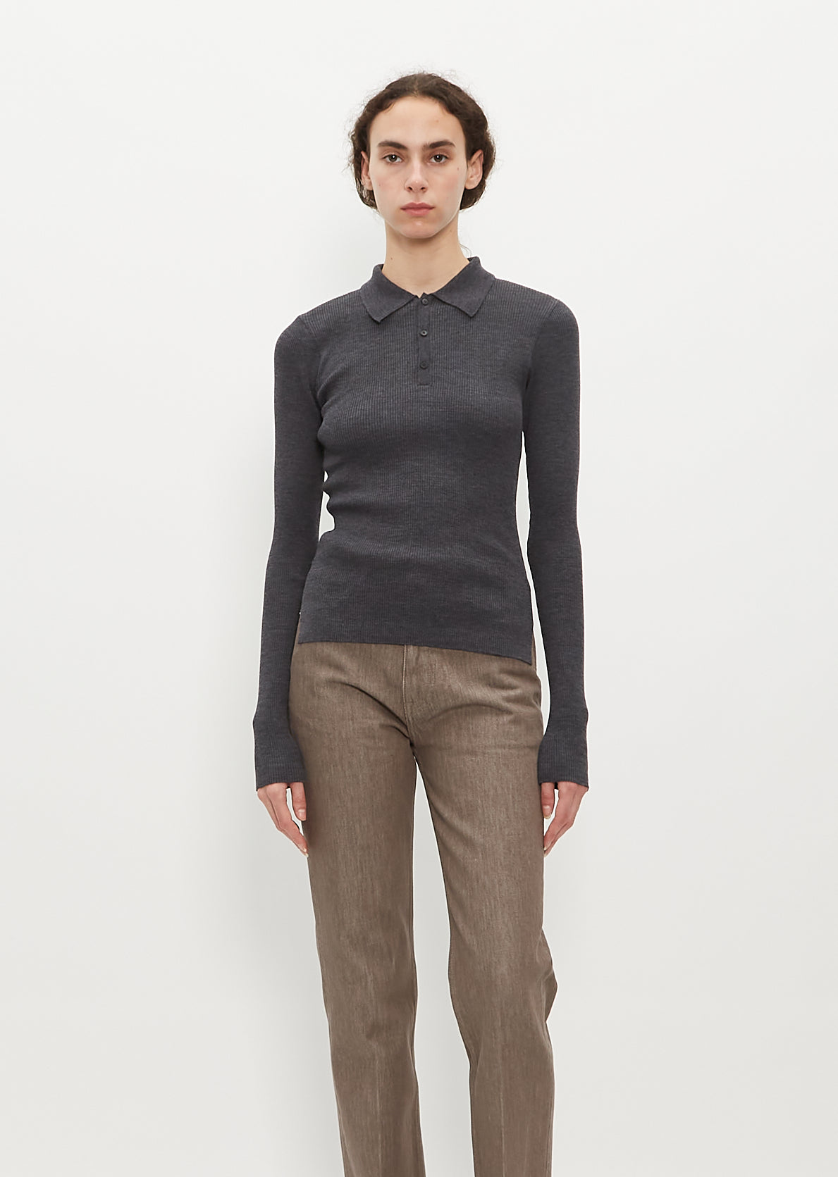 Super Fine Wool High Gauge Rib Knit Polo – La Garçonne