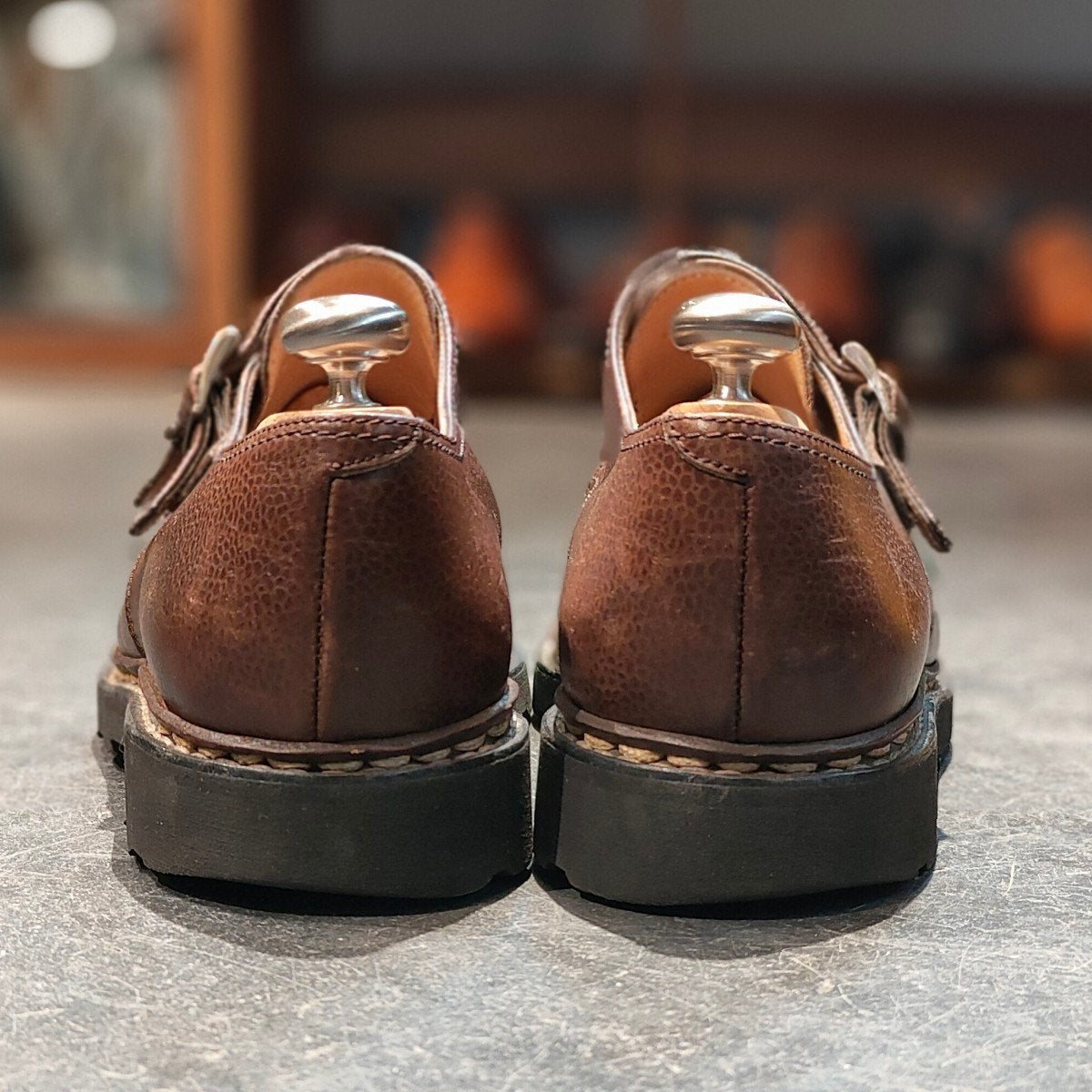 美品 【Paraboot】パラブーツ ウィリアム ダブルモンク グレインレザー