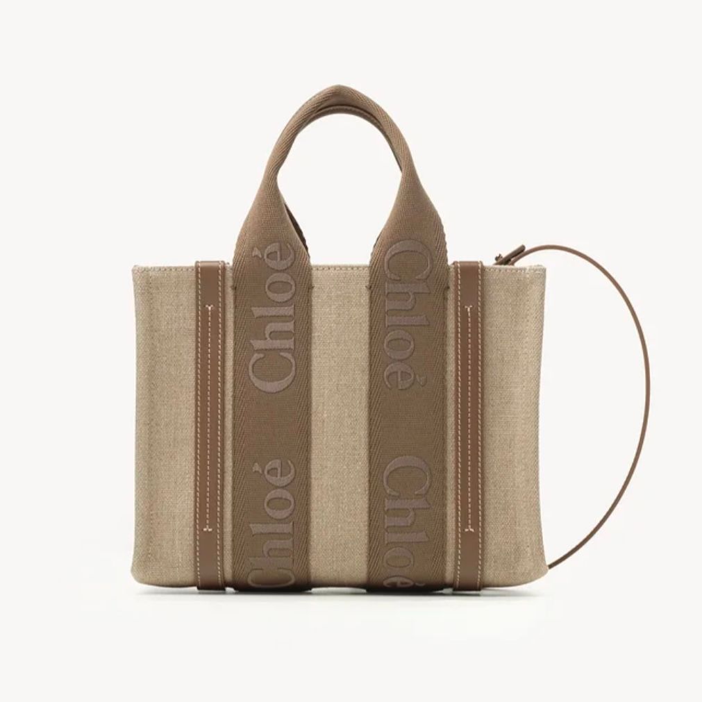 Chloé - リネン製WOODYスモールトートバッグ / トートバッグ / Dark