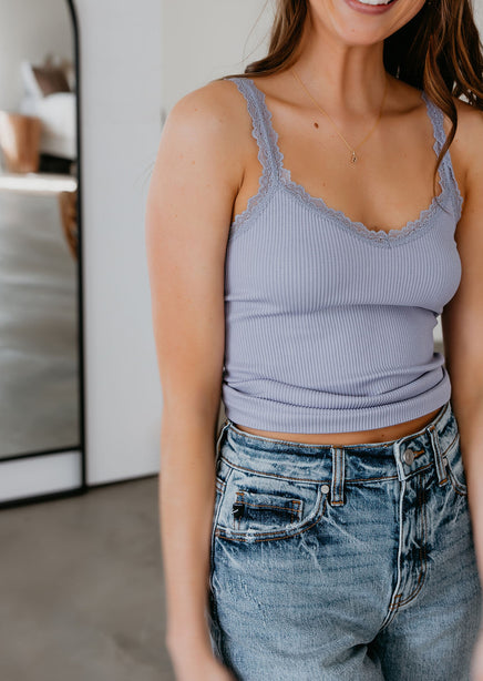 Andy Ribbed Lace Trim Tank | Lauriebelles
