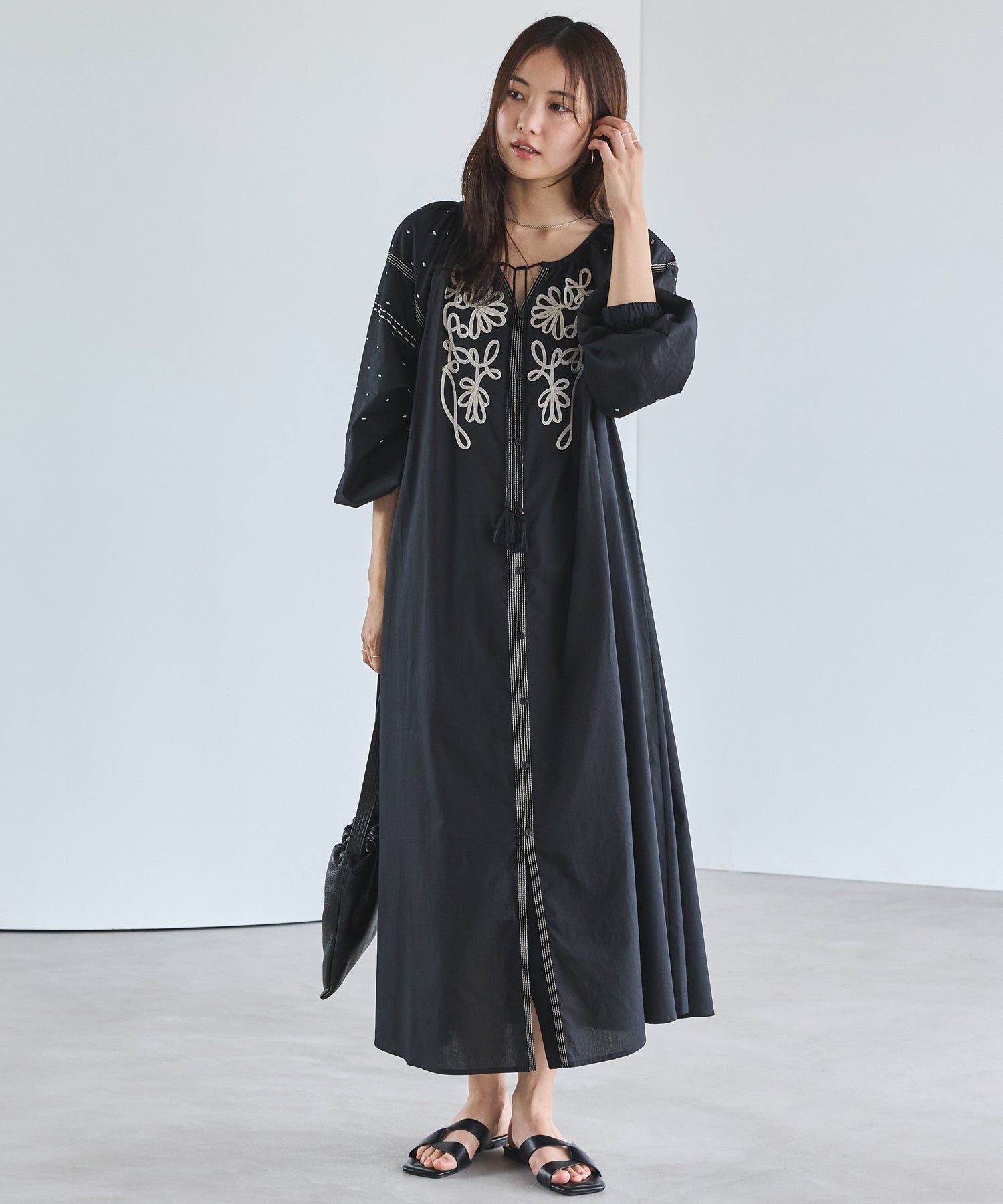 コード刺繍ワンピース | ラビアンジェ-⼤きいサイズのレディース服
