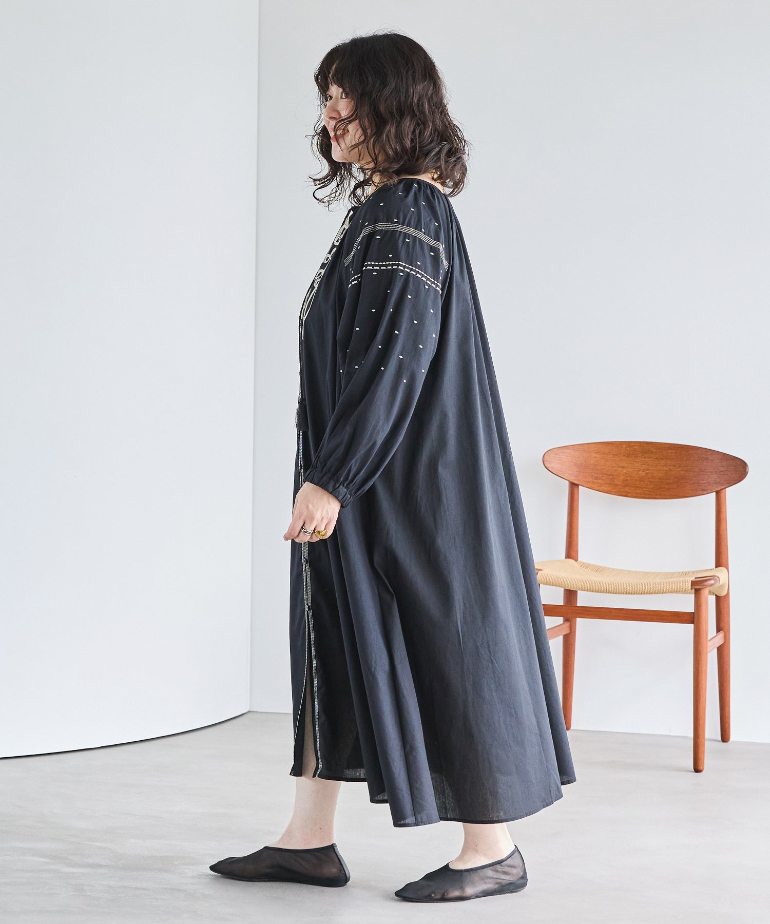 コード刺繍ワンピース | ラビアンジェ-⼤きいサイズのレディース服