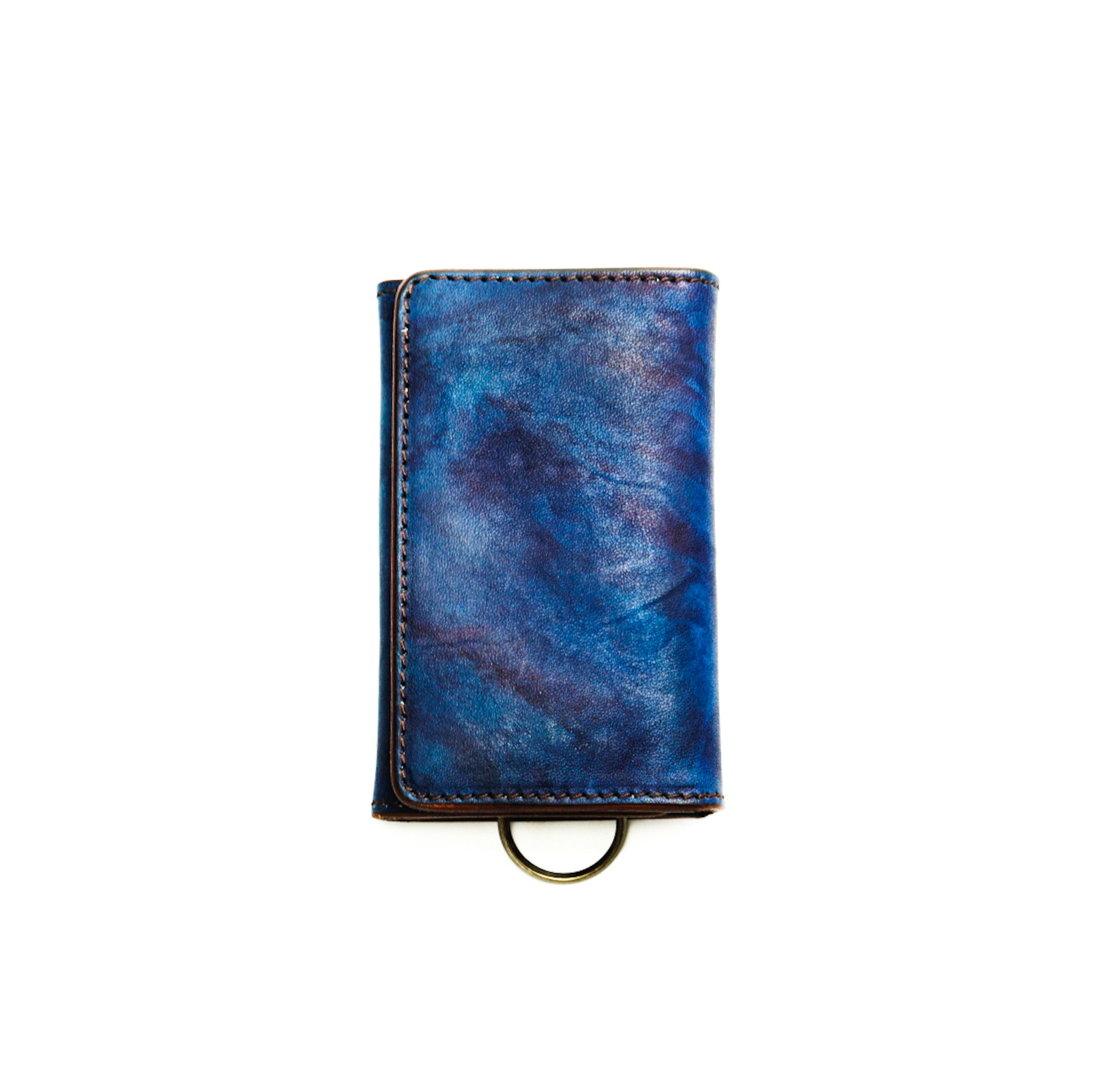 キーケース 本革 天然藍染の福山レザー｜6連キー金具 – T h i r d