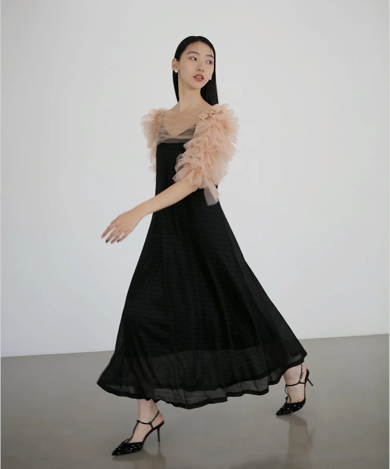 一部当日発送】ティアードフリルチュールボレロドレス/パーティー