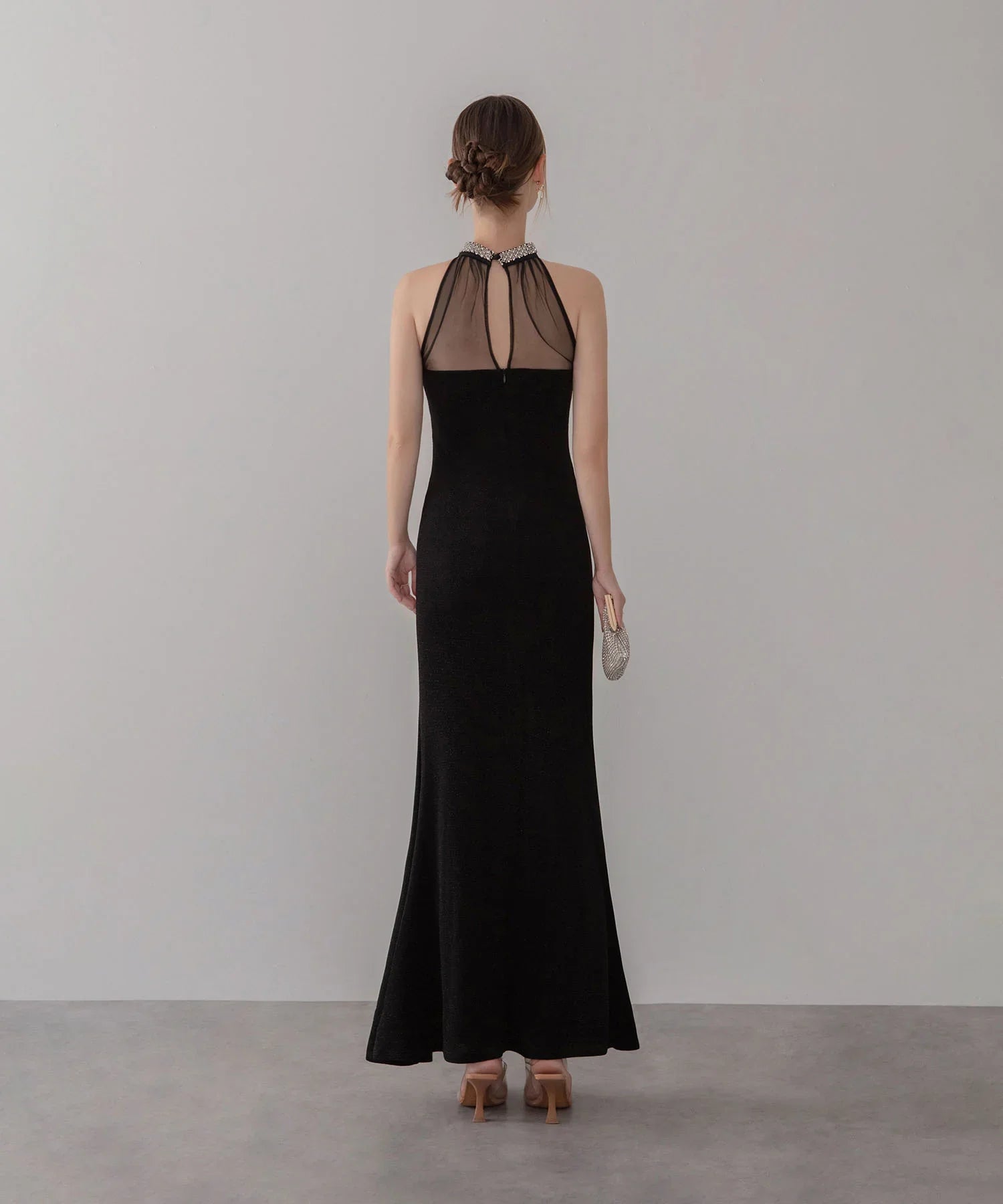 LEJA LUXE】2WAYシアーネックビジューデザインブラックマーメイド