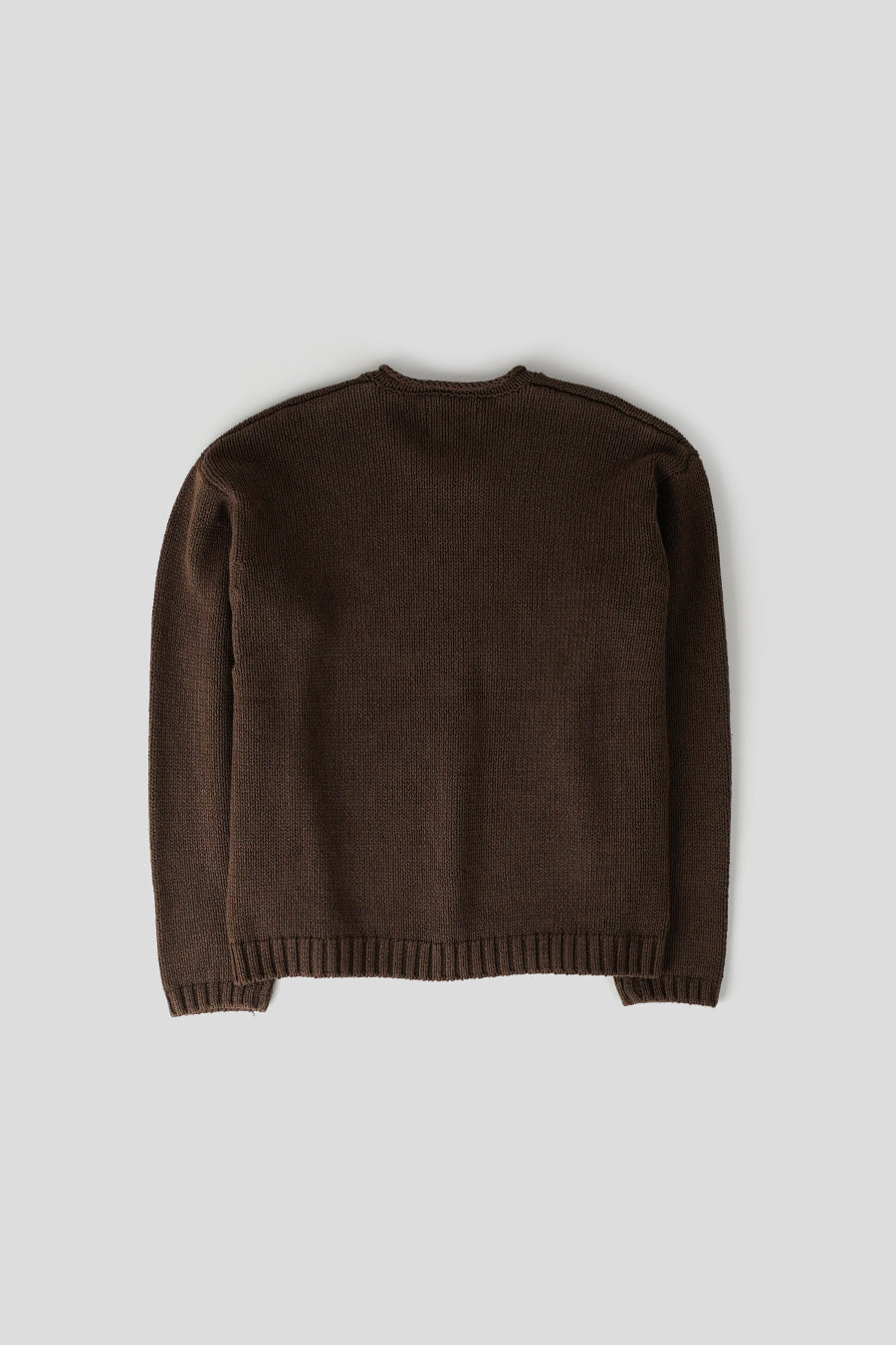 Brown Embroidered V-Neck Logo Pull