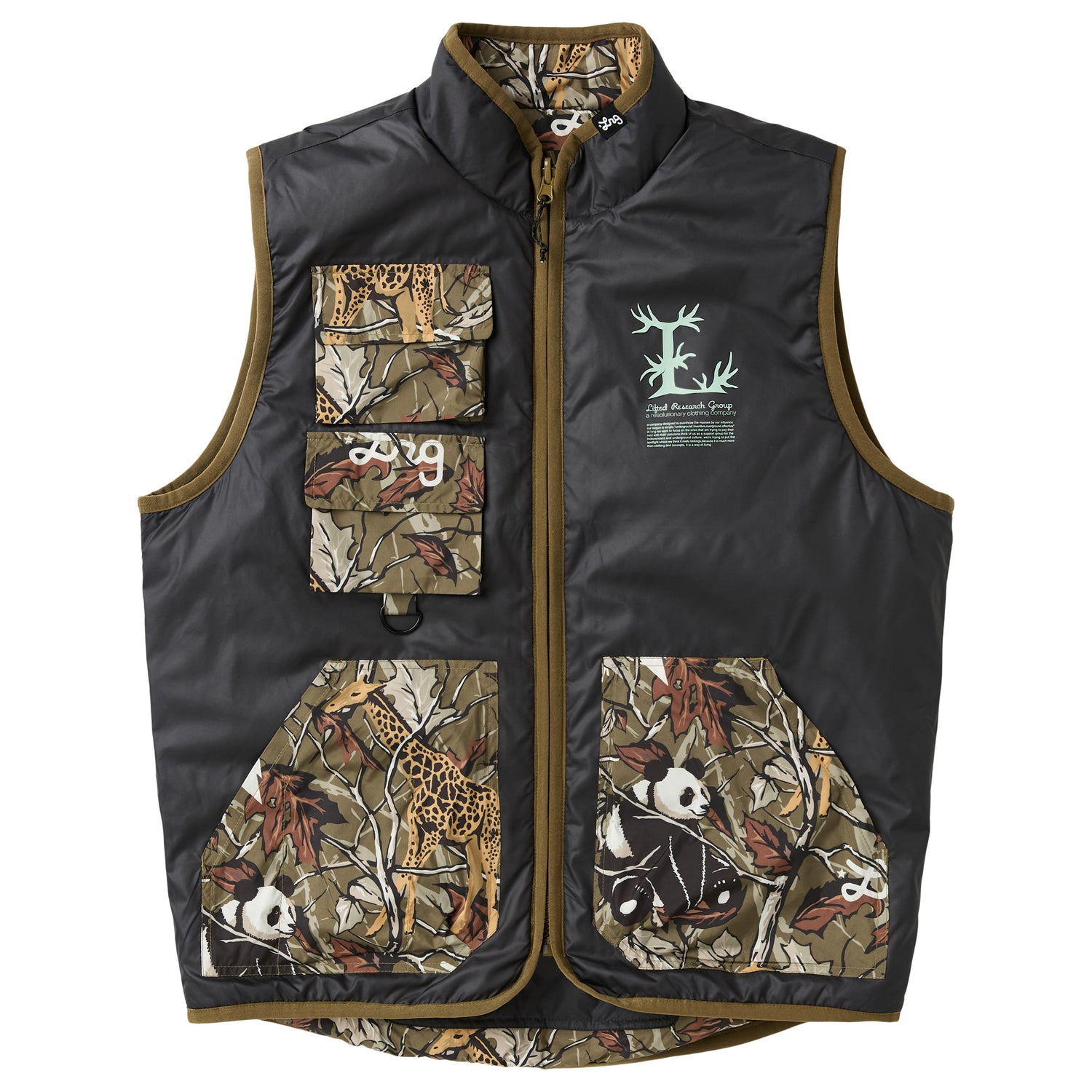 IN THE WOODS REVERSIBLE VEST -BLACK CAMOUFLAGE | LRG Clothing