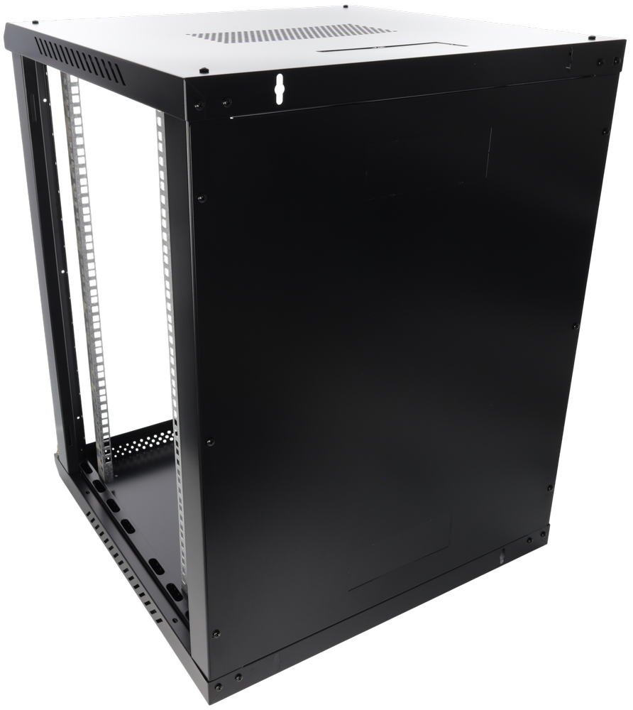 15U / 19” RACK cabinet, wall mounted, ready to assemble, black