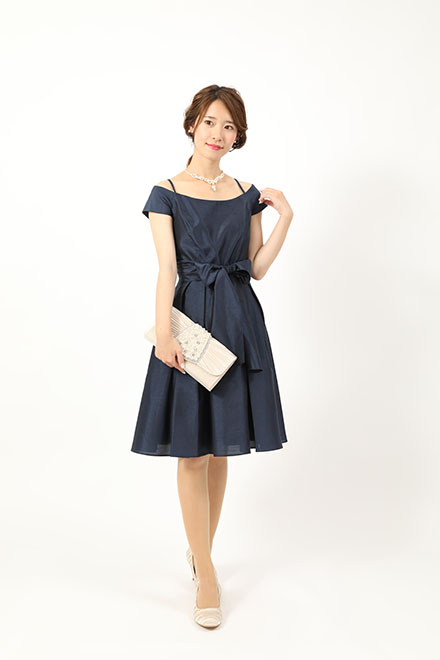 Simonne ネイビー オフショルダードレス サイズ9 ネイビーオフ