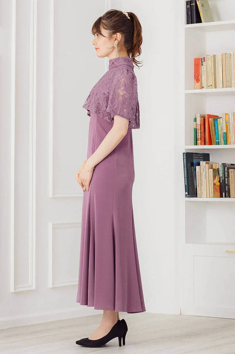 スモーキーグレープのレースボレロ付きマーメイドドレス | Dorrydoll