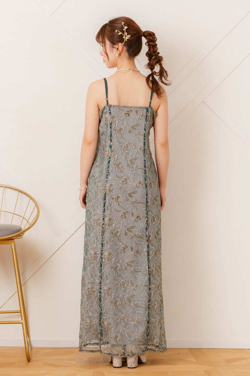 グリーンの総レースレイヤードドレス | LE' RURE | M | 結婚式