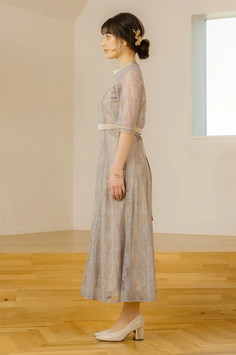 ブルーのラッセルレースパイピングドレス | Dorry doll | M | 結婚式