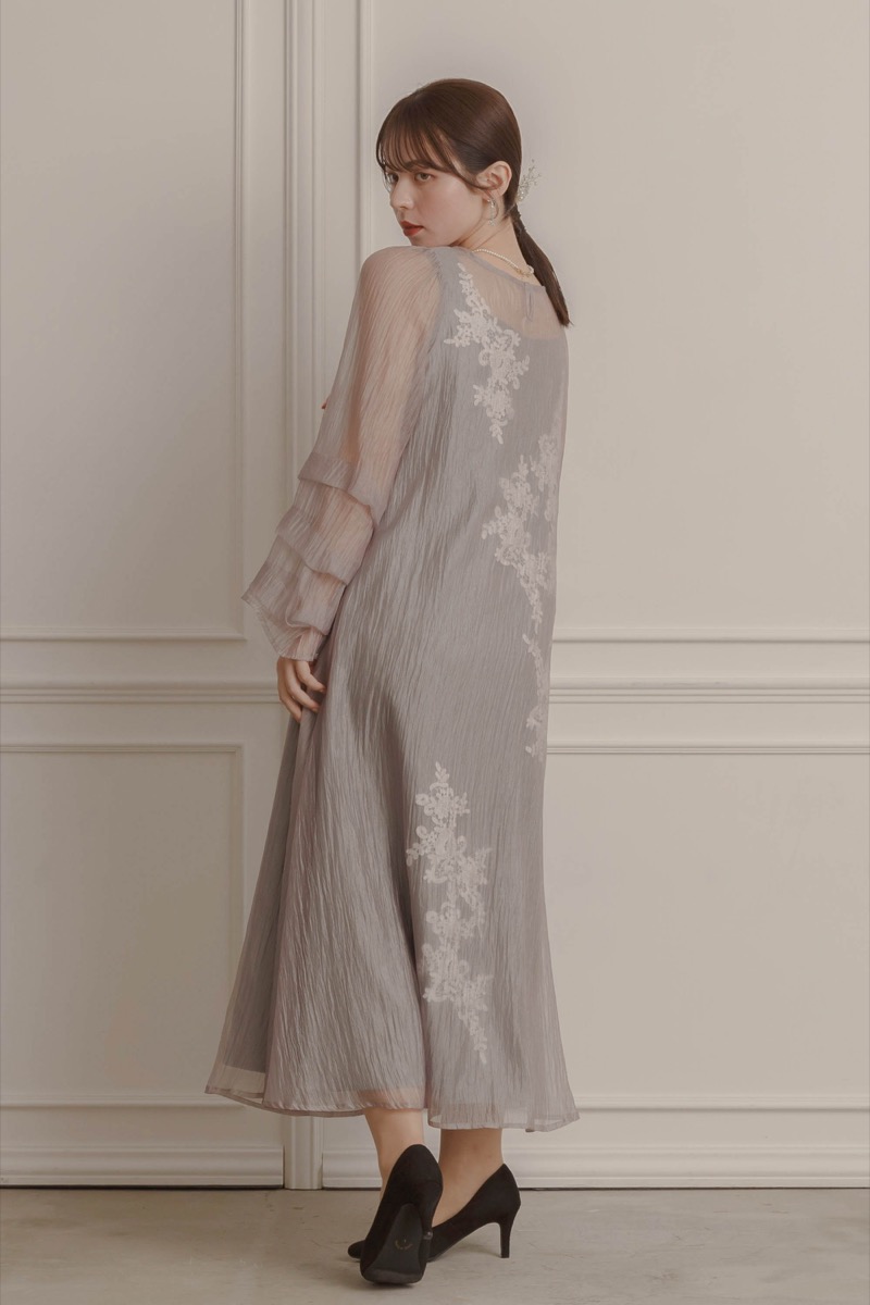グレーのシアーオーガンジーAラインドレス | LE' RURE | M～マタニティ