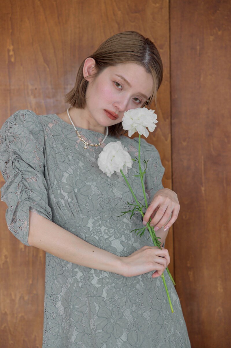 ブルーの総レースダブルバックリボンドレス | Dorry doll | M | 結婚式