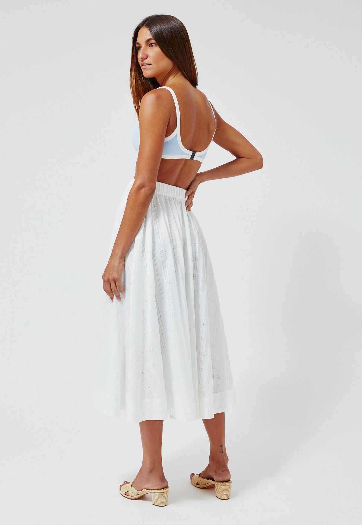 THE BALLOON SKIRT in WHITE AJOURE PIQUE – Lisa Marie Fernandez