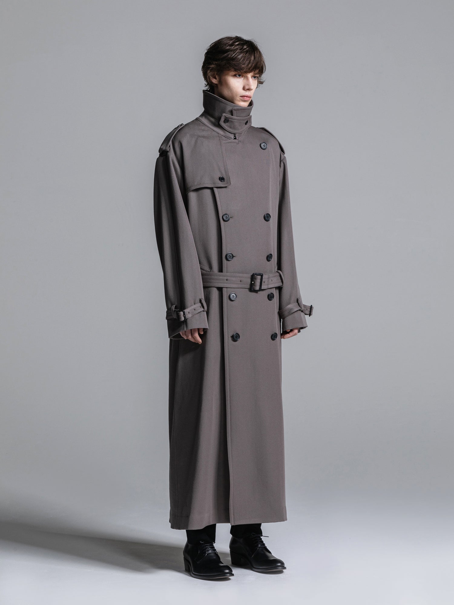 WOOL GABARDINE OVERSIZED MAXI TRENCH COAT | ウールギャバジン
