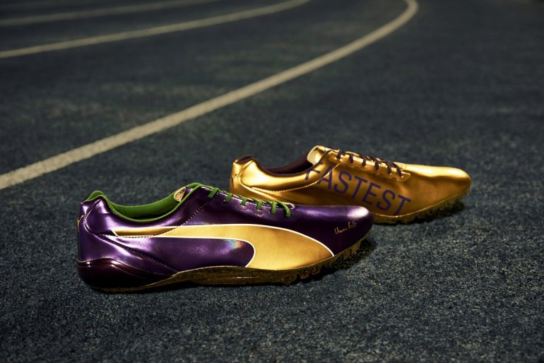 ウサイン・ボルト 世界陸上2017での着用スパイク PUMA 紫と金