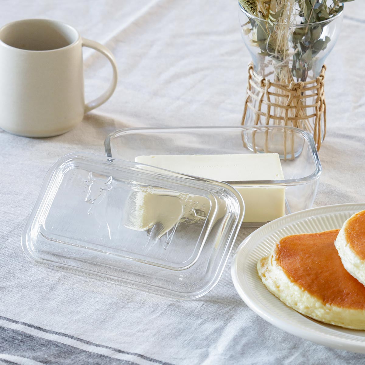 バター ケース 牛レリーフ Luminarc （ リュミナルク ガラス 200g用