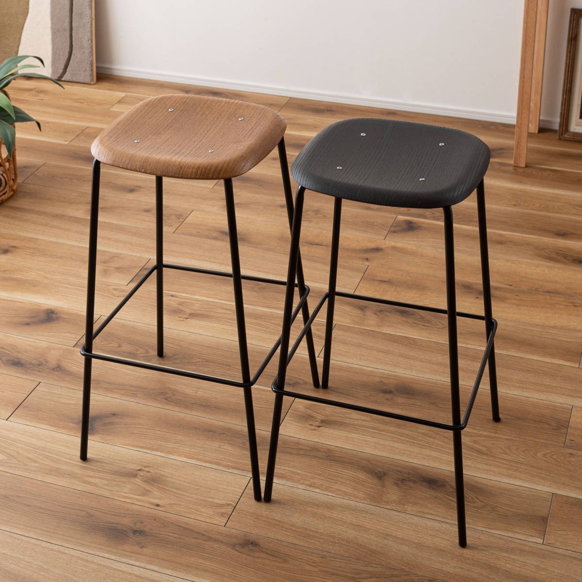 カウンターチェア 座面高75cm ハイスツール （ 背もたれなし 木製座面