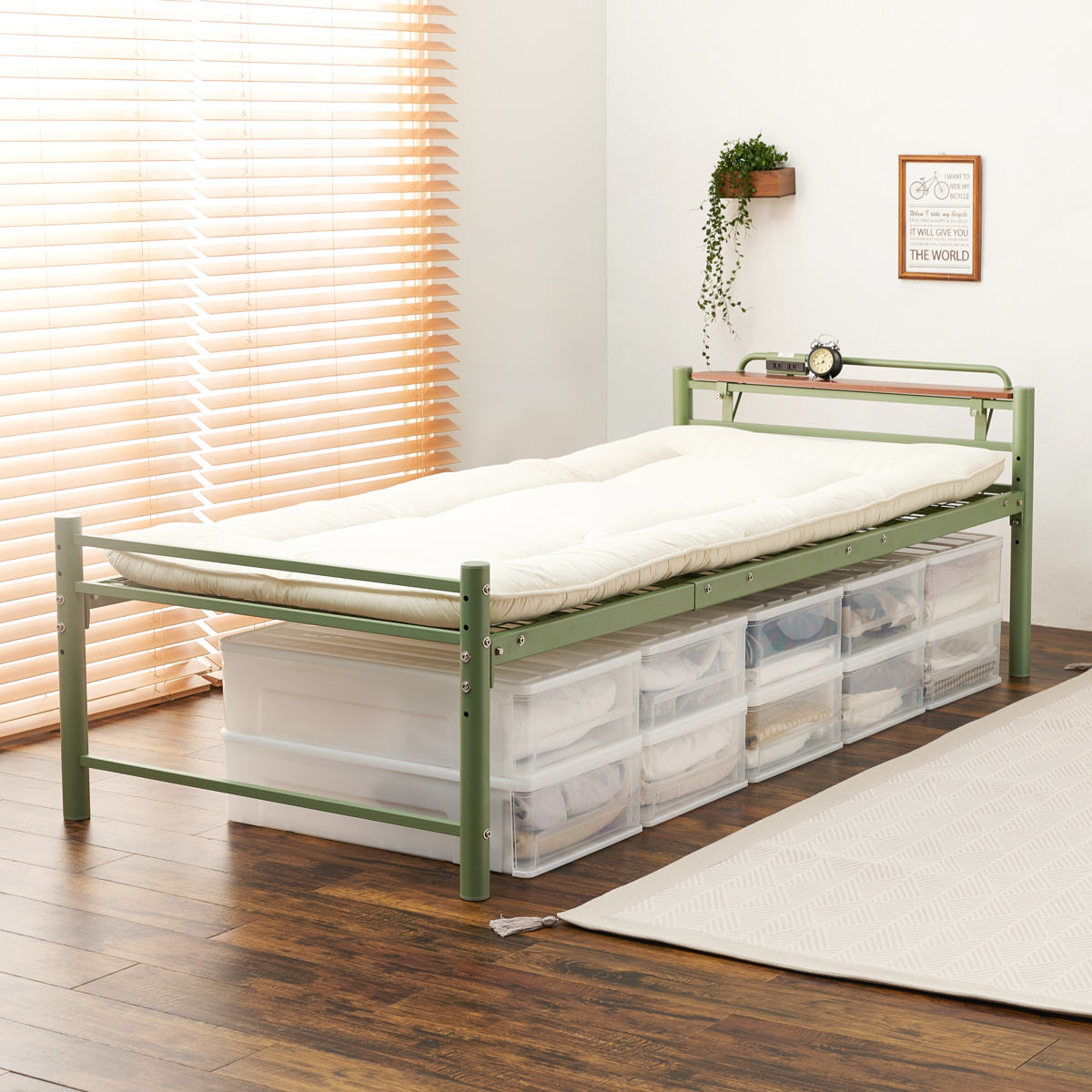 dショッピング |ベッド シングル ロング 高さ調節 4段階 パイプ 宮棚