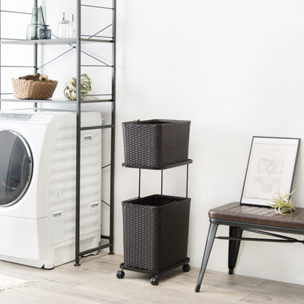 ランドリーラック 2段 ランドリーワゴン ランドリーバスケット