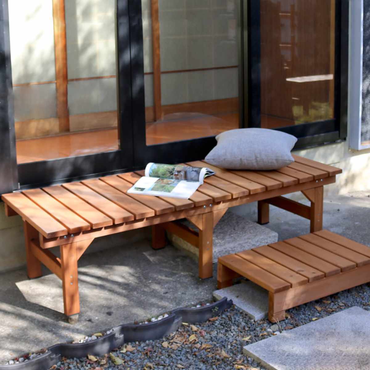 縁台ベンチ hiyori ステップセット 幅154.5×奥行55cm （ ベンチ
