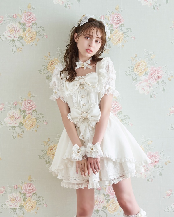 LIZLISA リズリサ 花柄 バラ ジャンスカ レース 姫系 リボン フレア