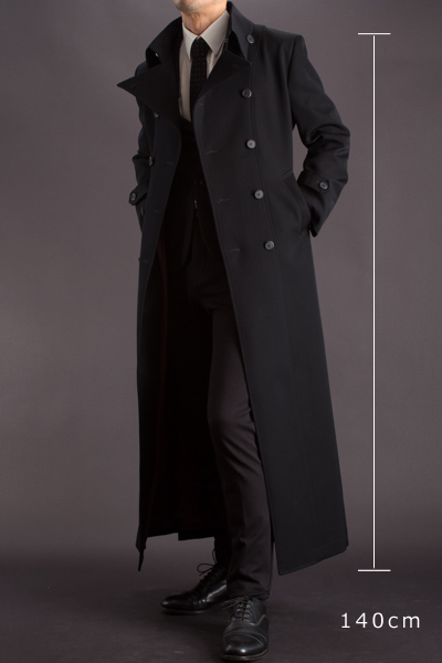 Very long coat for men, black color｜ロングコート くるぶし丈