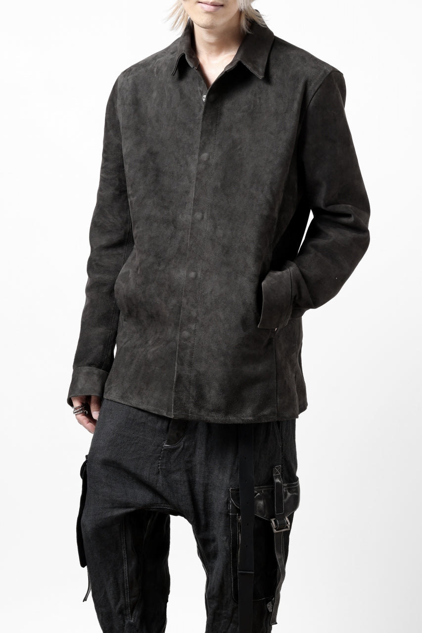 ISAMU KATAYAMA BACKLASH REVERSE LEATHER SHIRT / DOUBLE DYED - JP