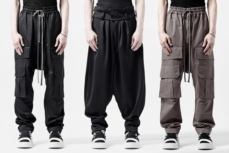A.F ARTEFACT FRONT ZIP CARGO SARROUEL EASY PANTS (BLACK)の商品